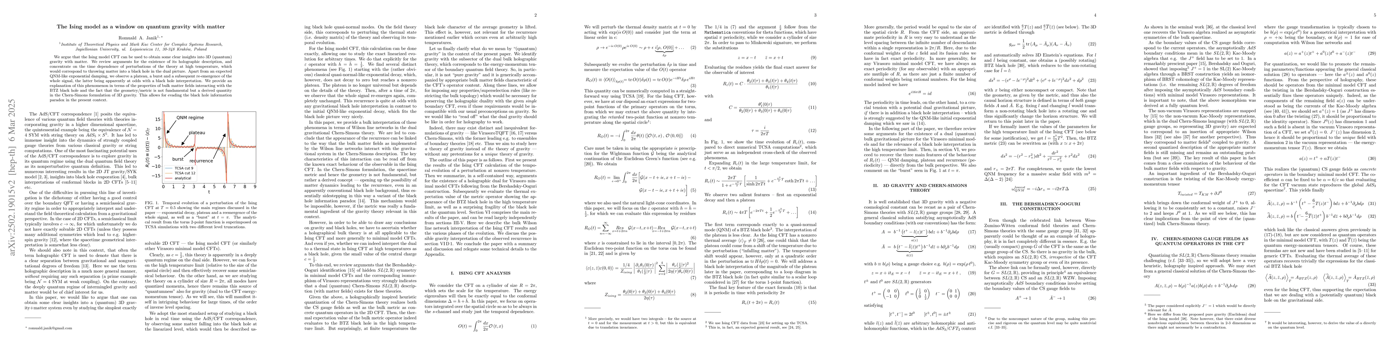 Thumbnail for The Ising model as a window on quantum gravity with matter