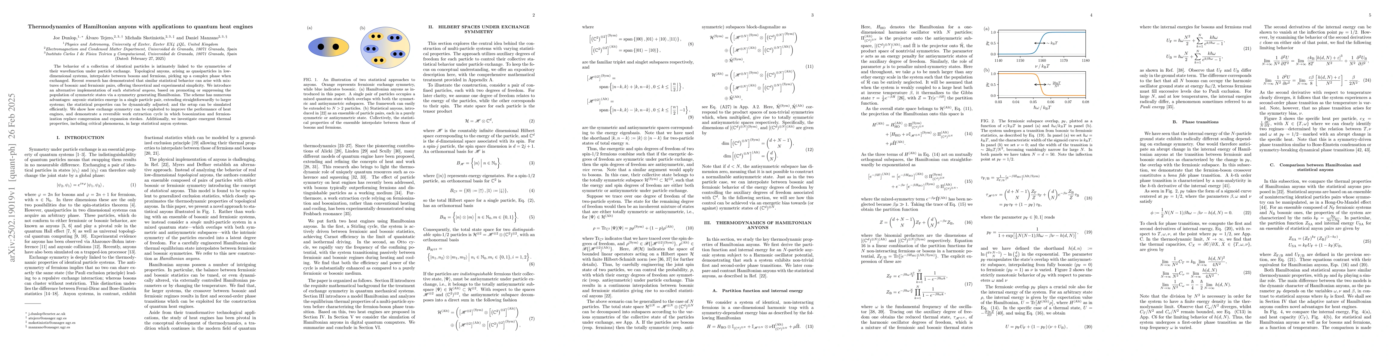 Thumbnail for Thermodynamics of Hamiltonian anyons with applications to quantum heat
  engines
