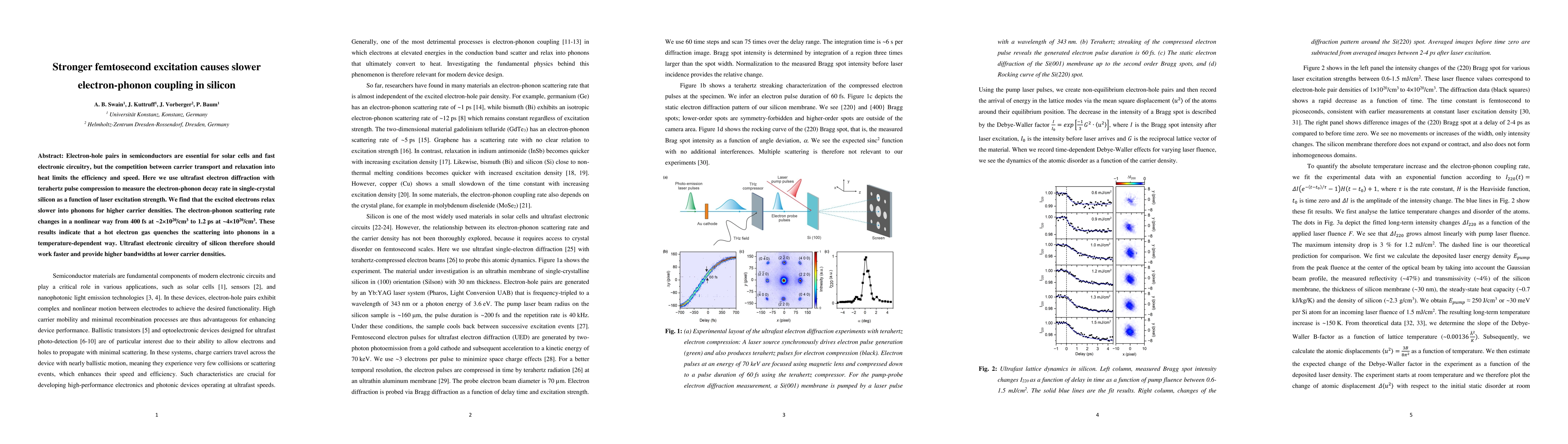 Thumbnail for Stronger femtosecond excitation causes slower electron-phonon coupling
  in silicon