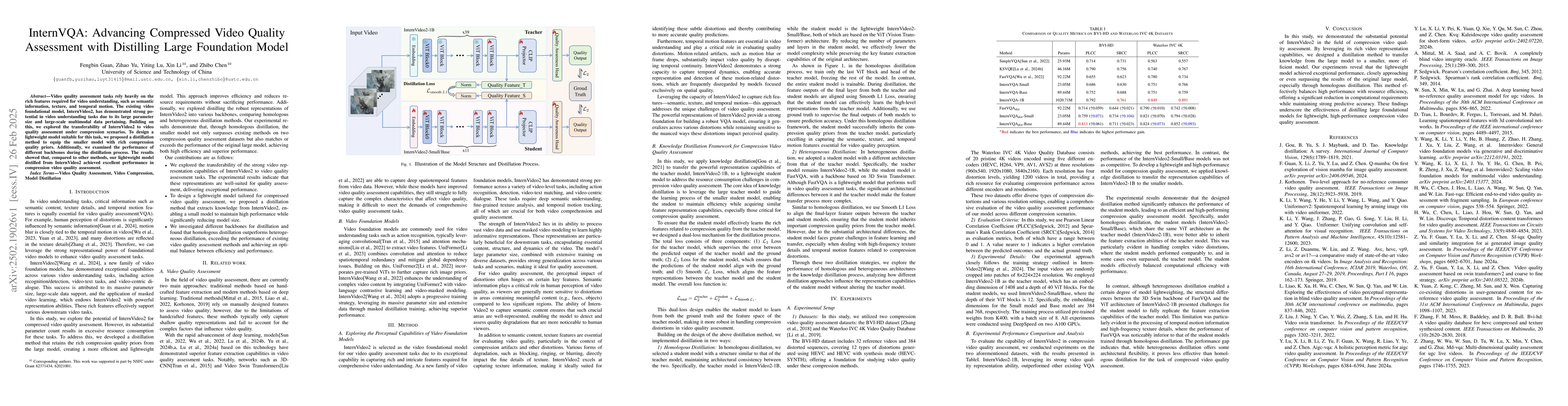 Thumbnail for InternVQA: Advancing Compressed Video Quality Assessment with Distilling
  Large Foundation Model