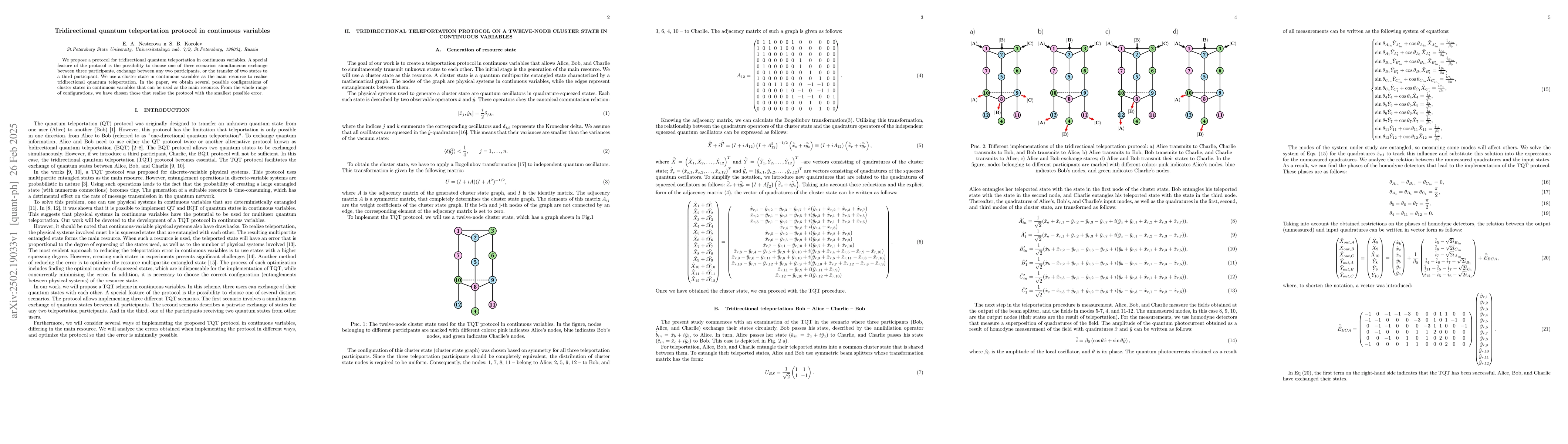 Thumbnail for Tridirectional quantum teleportation protocol in continuous variables