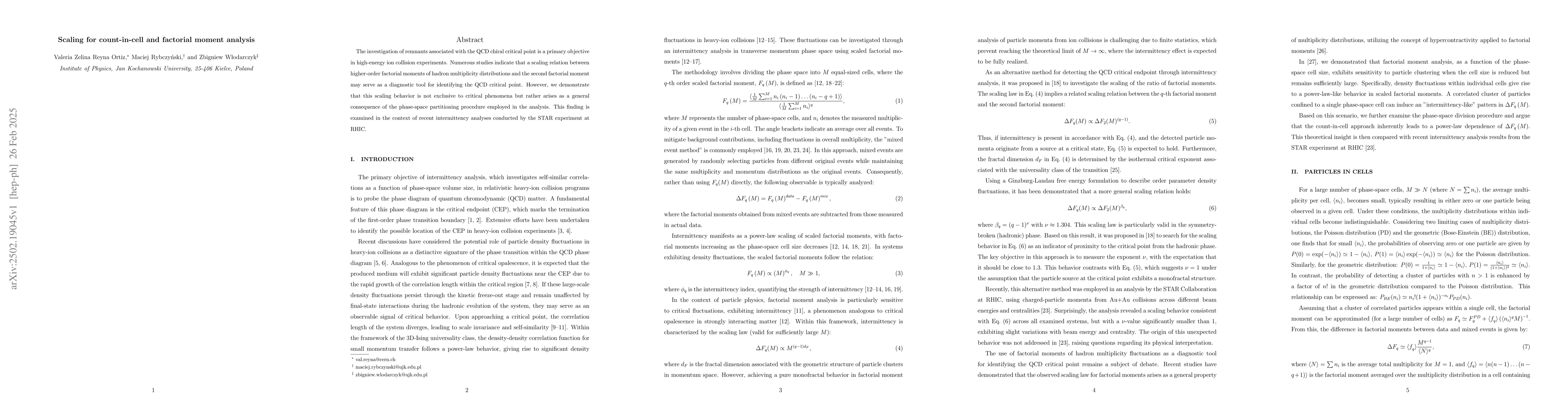 Thumbnail for Scaling for count-in-cell and factorial moment analysis