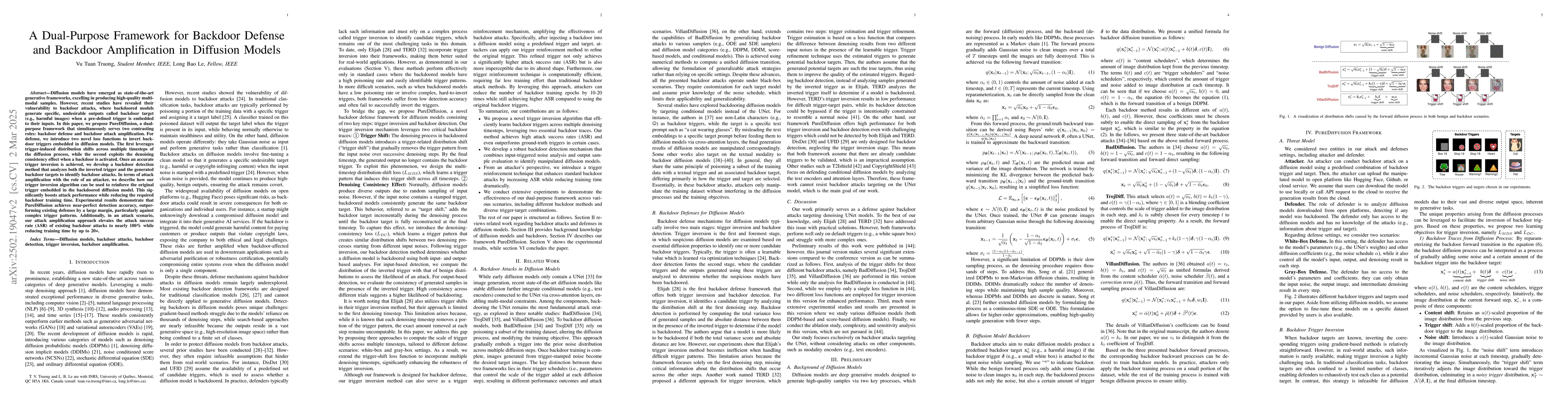 Thumbnail for A Dual-Purpose Framework for Backdoor Defense and Backdoor Amplification
  in Diffusion Models