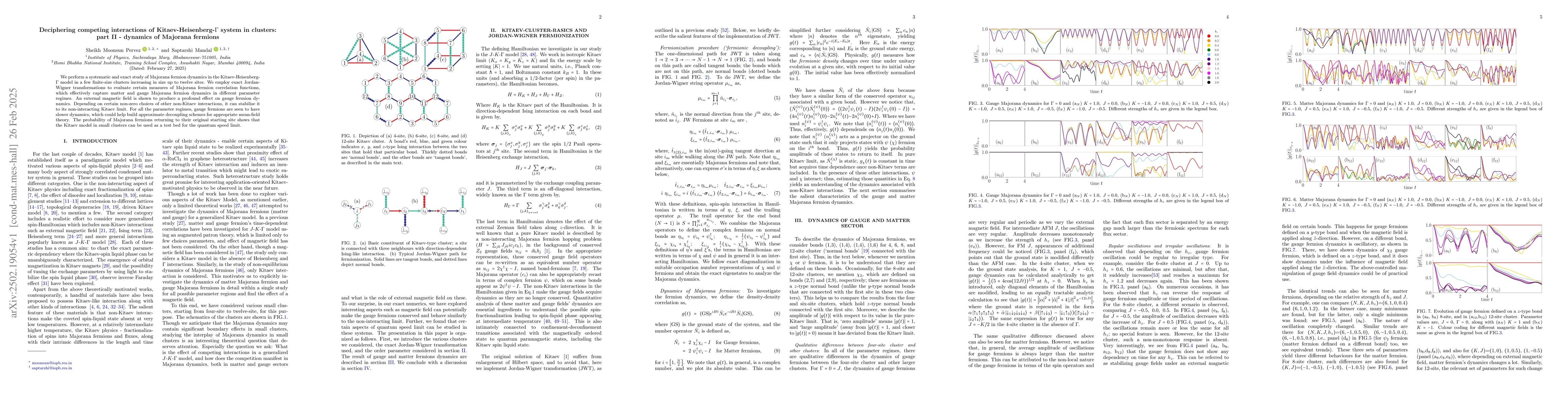 Thumbnail for Deciphering competing interactions of Kitaev-Heisenberg-$Γ$ system
  in clusters: part II -- dynamics of Majorana fermions