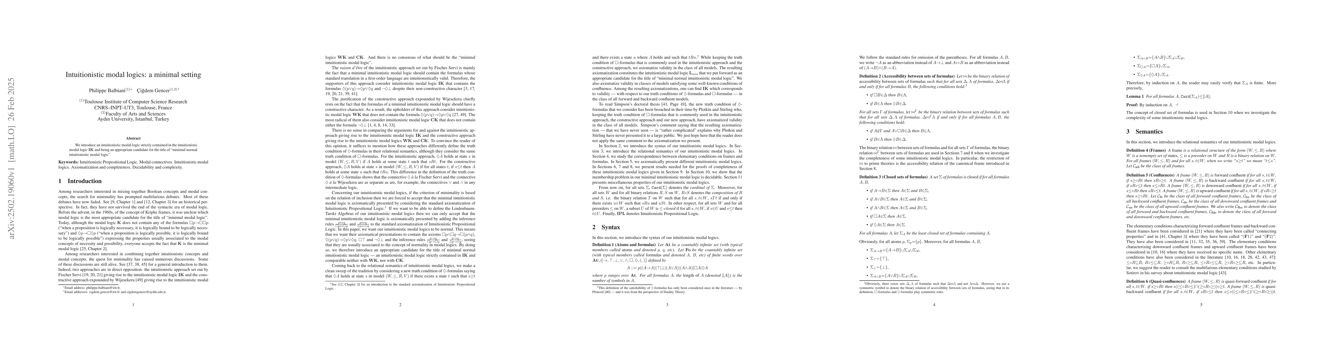 Thumbnail for Intuitionistic modal logics: a minimal setting