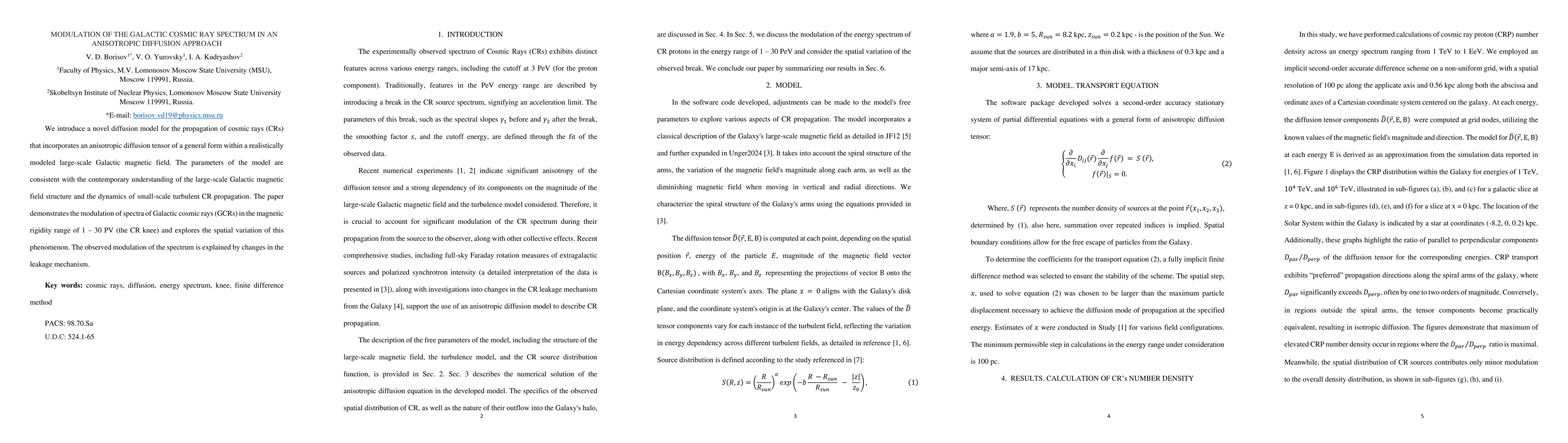 Thumbnail for Modulation of the galactic cosmic ray spectrum in an anisotropic
  diffusion approach