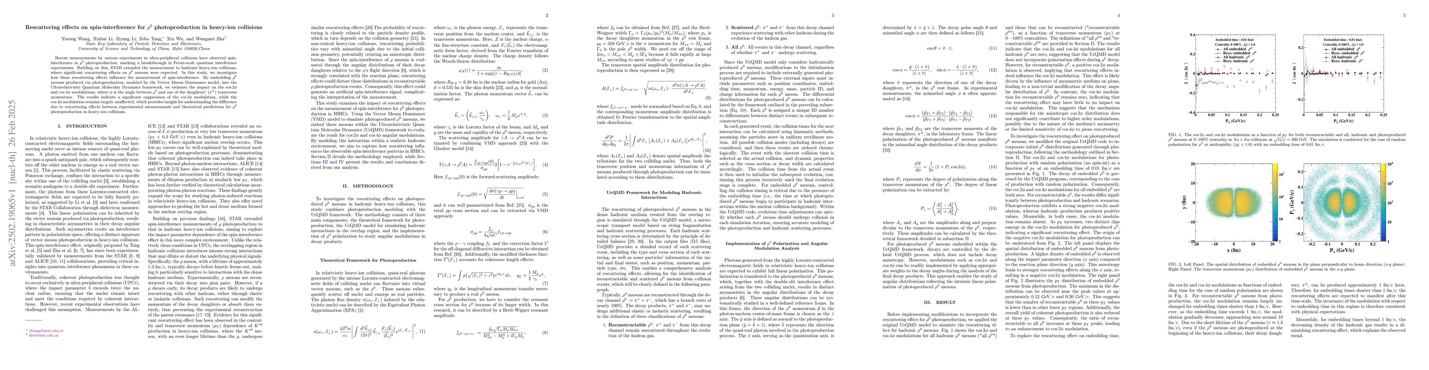 Thumbnail for Rescattering effects on spin-interference for $ρ^{0}$ photoproduction
  in heavy-ion collisions