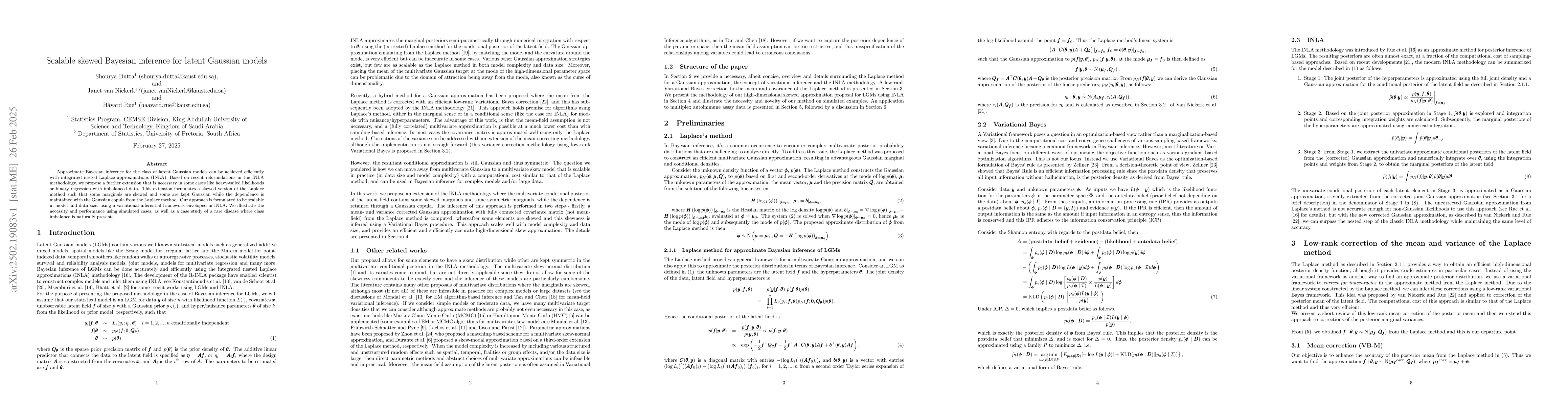 Thumbnail for Scalable skewed Bayesian inference for latent Gaussian models
