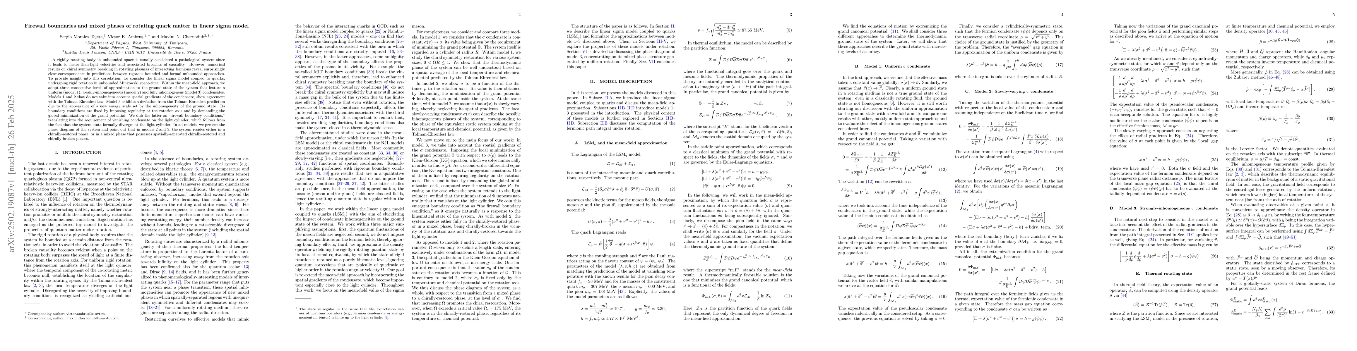 Thumbnail for Firewall boundaries and mixed phases of rotating quark matter in linear
  sigma model