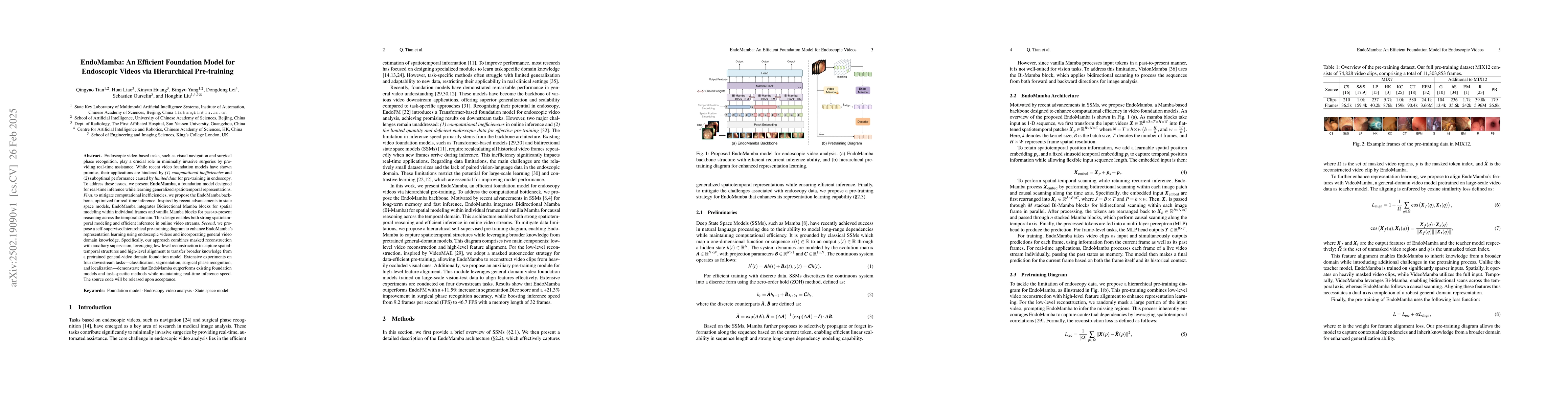 Thumbnail for EndoMamba: An Efficient Foundation Model for Endoscopic Videos