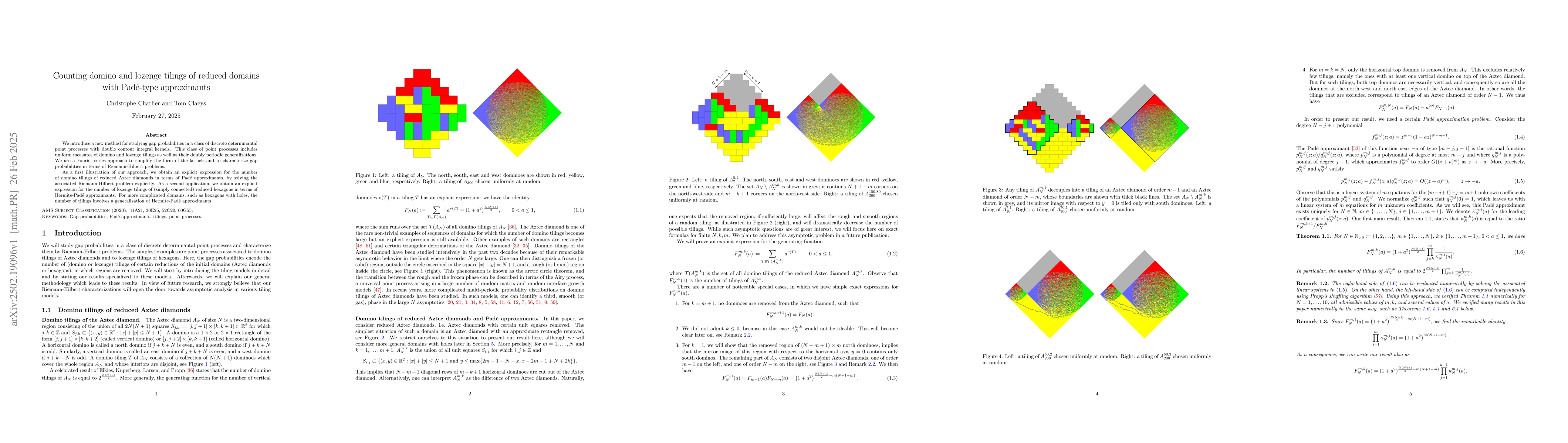 Thumbnail for Counting domino and lozenge tilings of reduced domains with
  Padé-type approximants