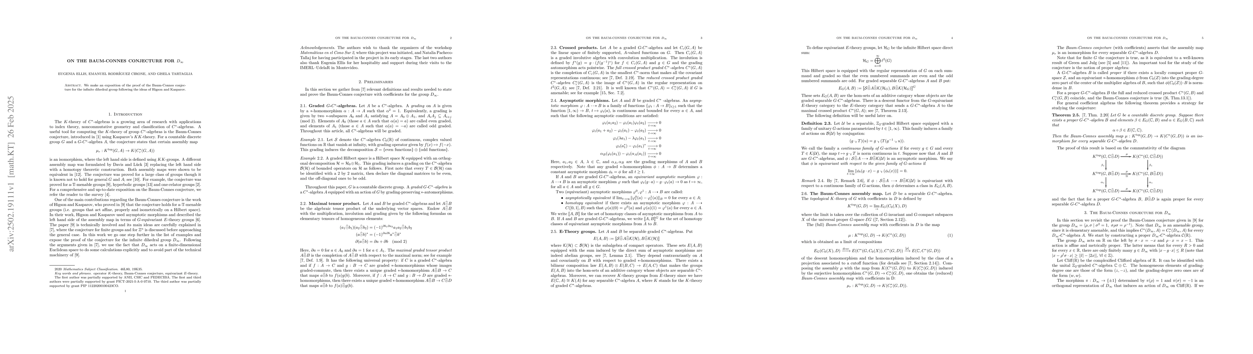 Thumbnail for On the Baum-Connes conjecture for $D_{\infty}$