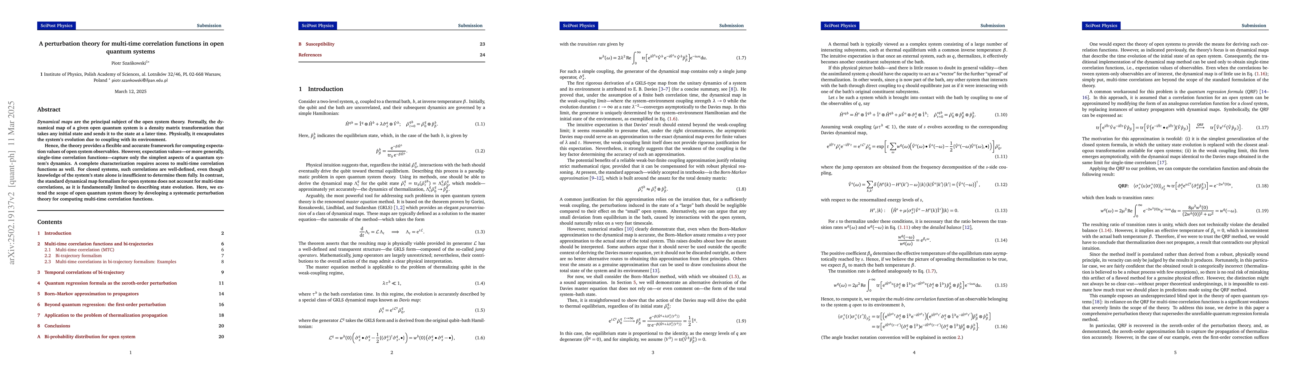Thumbnail for A perturbation theory for multi-time correlation functions in open
  quantum systems