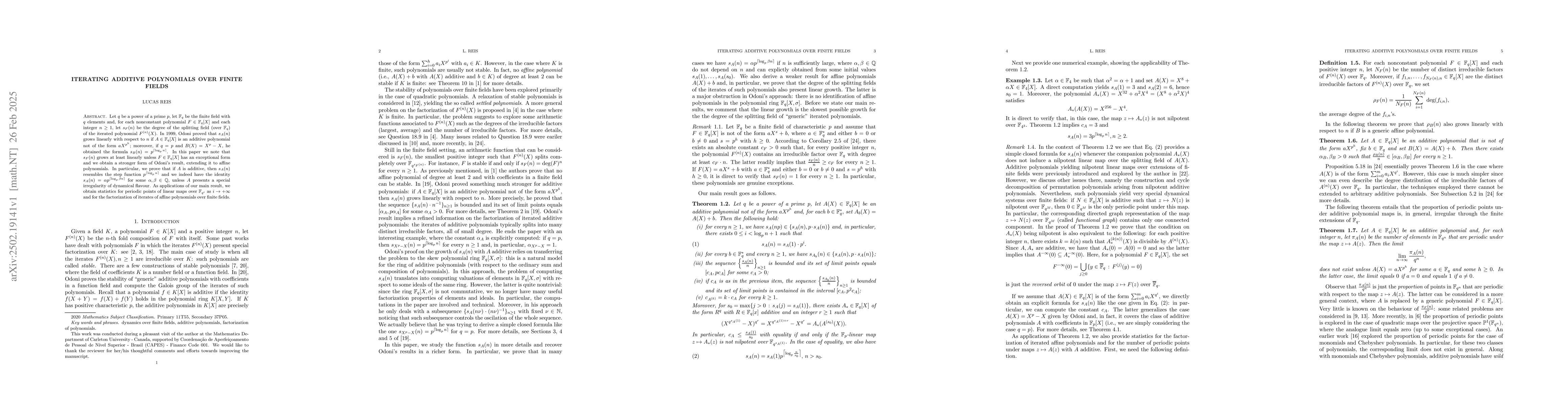 Thumbnail for Iterating additive polynomials over finite fields