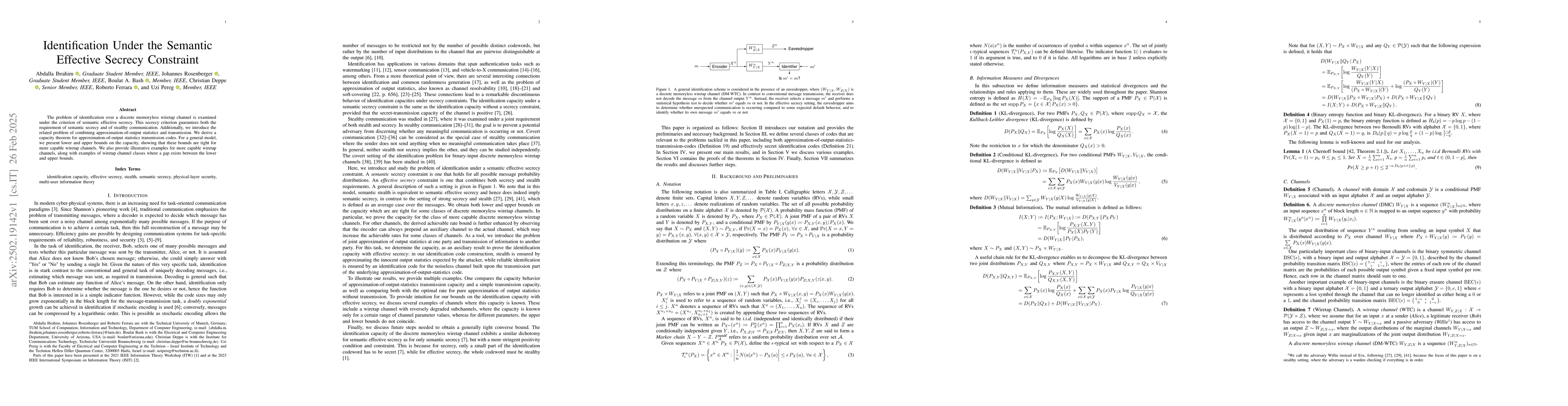 Thumbnail for Identification Under the Semantic Effective Secrecy Constraint