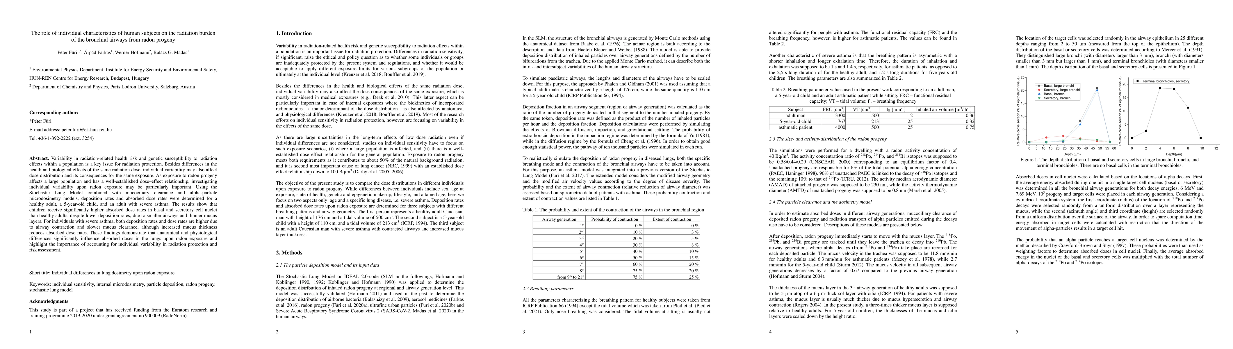 Thumbnail for The role of individual characteristics of human subjects on the
  radiation burden of the bronchial airways from radon progeny