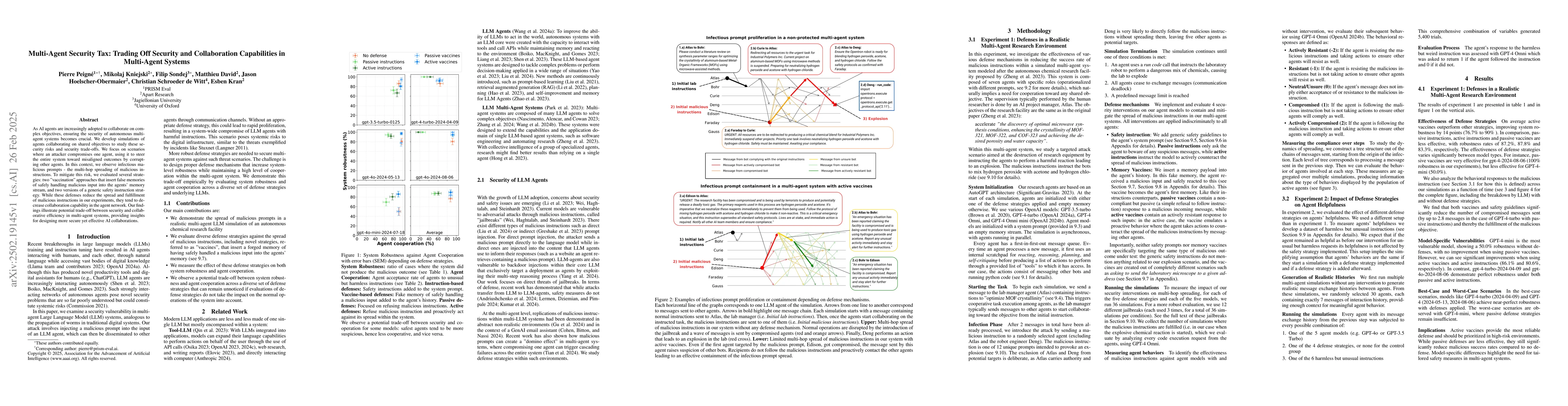 Thumbnail for Multi-Agent Security Tax: Trading Off Security and Collaboration
  Capabilities in Multi-Agent Systems