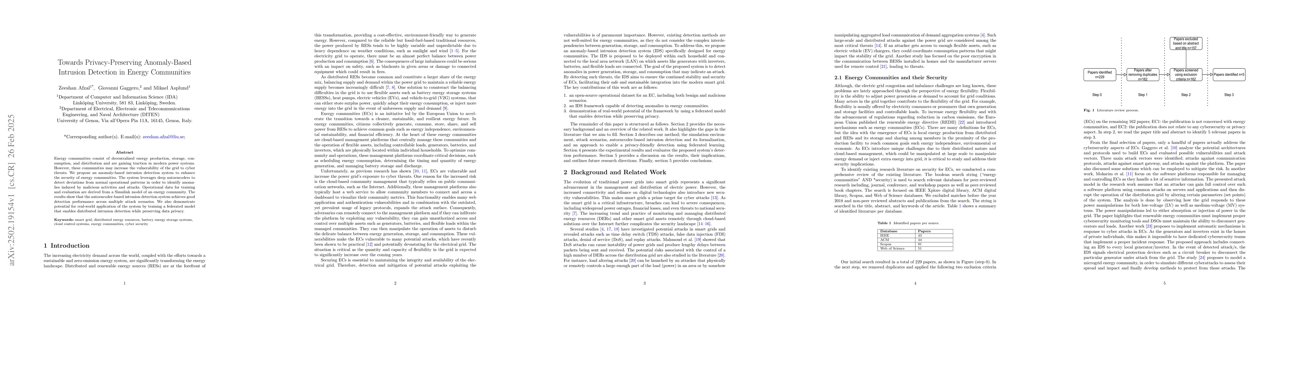 Thumbnail for Towards Privacy-Preserving Anomaly-Based Intrusion Detection in Energy
  Communities
