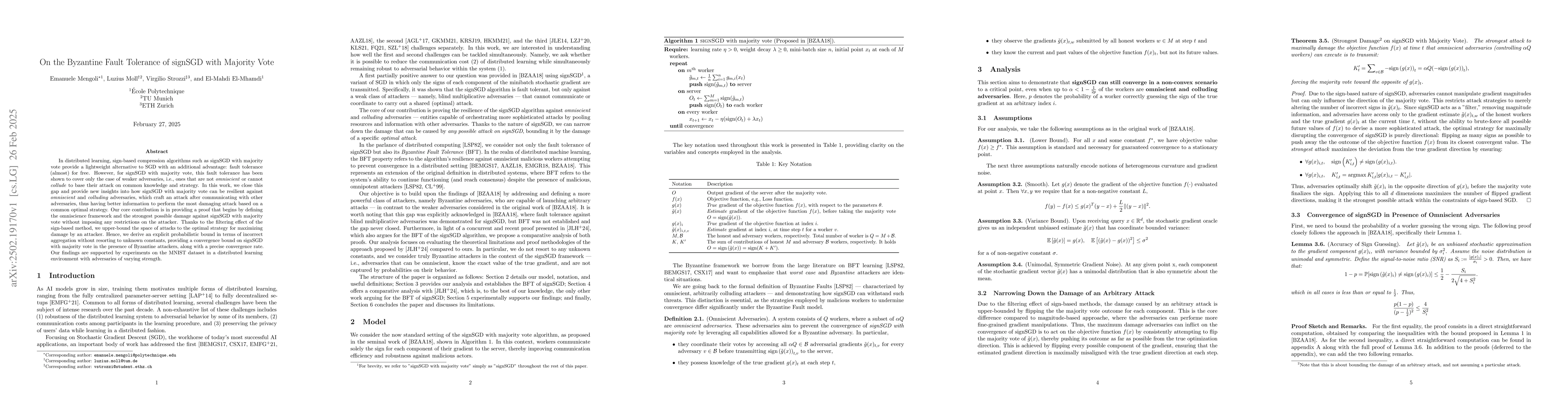 Thumbnail for On the Byzantine Fault Tolerance of signSGD with Majority Vote
