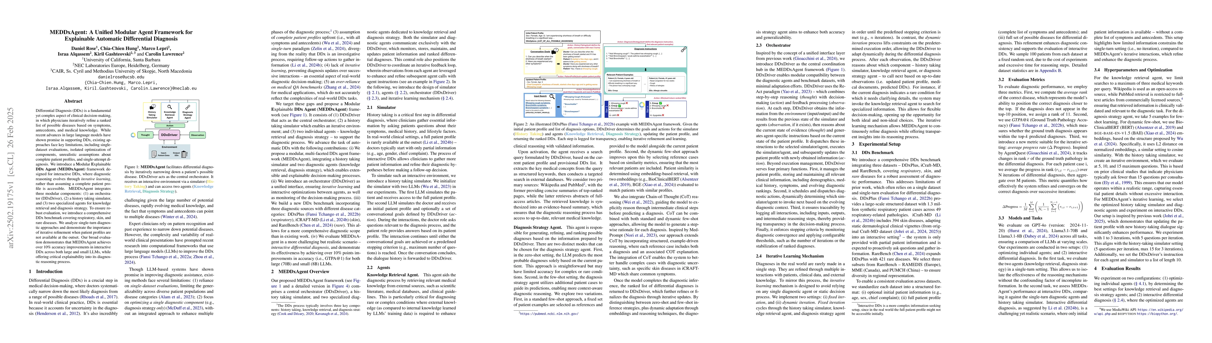 Thumbnail for MEDDxAgent: A Unified Modular Agent Framework for Explainable Automatic
  Differential Diagnosis
