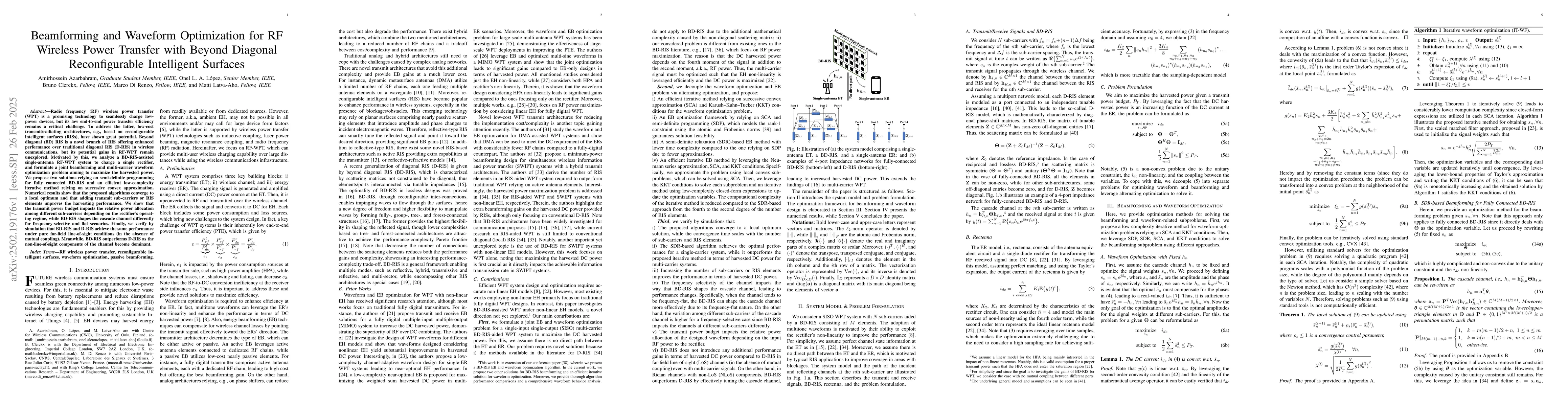Thumbnail for Beamforming and Waveform Optimization for RF Wireless Power Transfer
  with Beyond Diagonal Reconfigurable Intelligent Surfaces