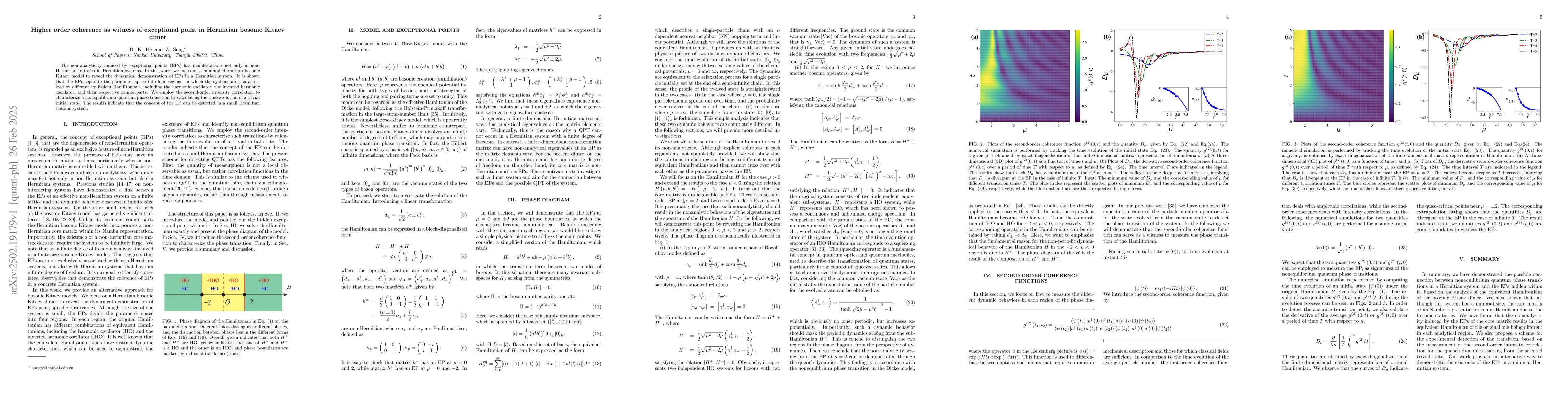 Thumbnail for Higher order coherence as witness of exceptional point in Hermitian
  bosonic Kitaev dimer