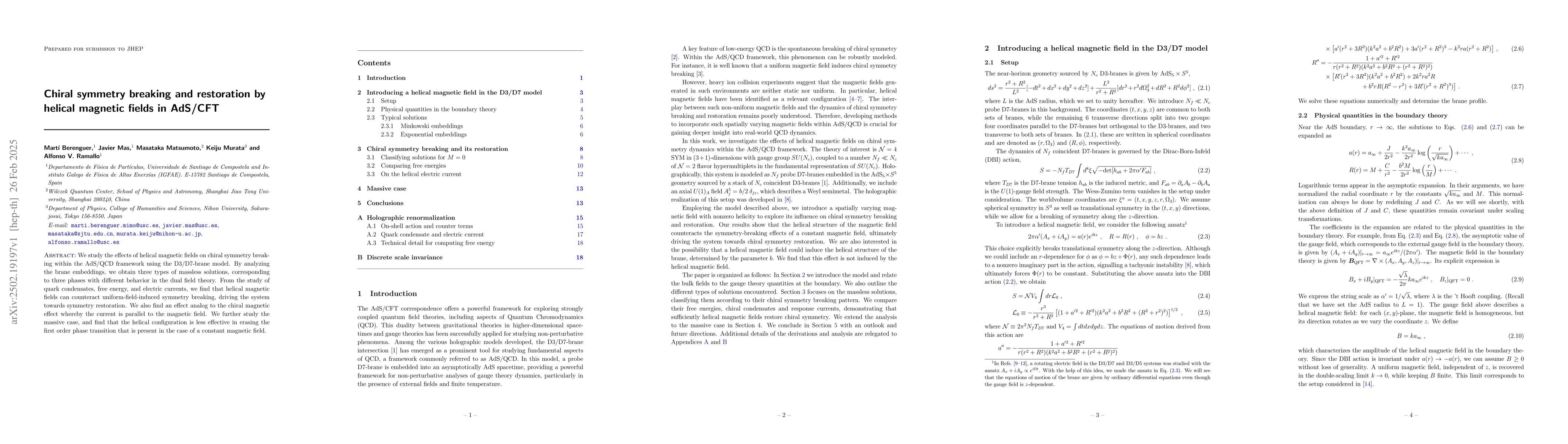 Thumbnail for Chiral symmetry breaking and restoration by helical magnetic fields in
  AdS/CFT