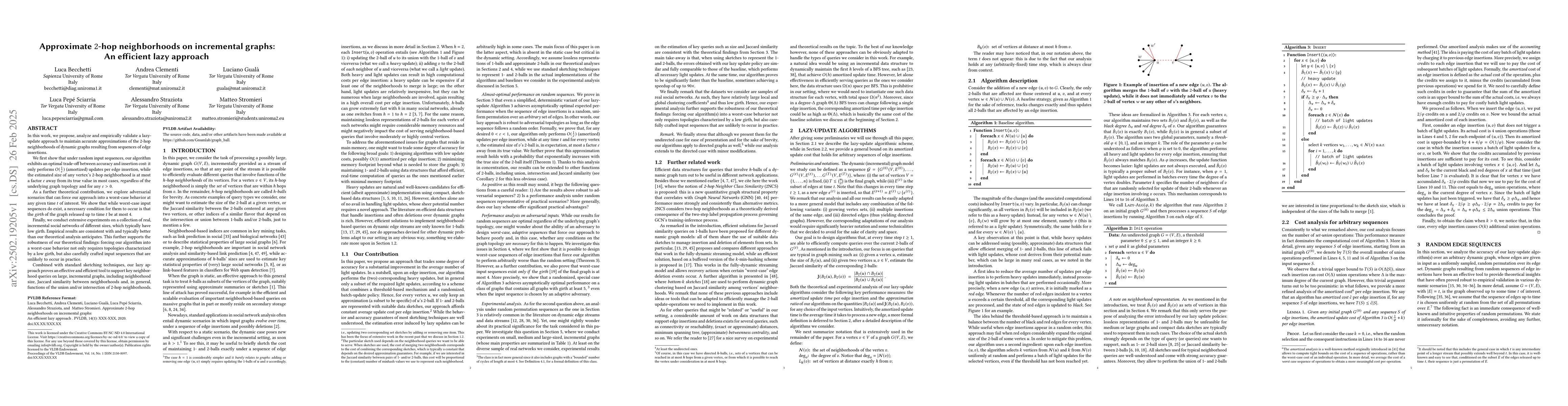 Thumbnail for Approximate $2$-hop neighborhoods on incremental graphs: An efficient
  lazy approach
