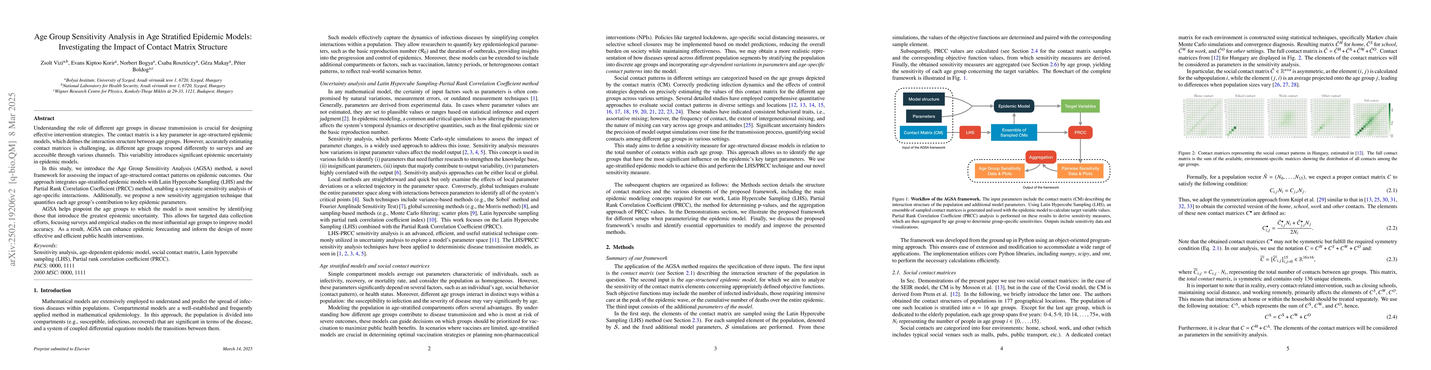 Thumbnail for Age Group Sensitivity Analysis of Epidemic Models: Investigating the
  Impact of Contact Matrix Structure