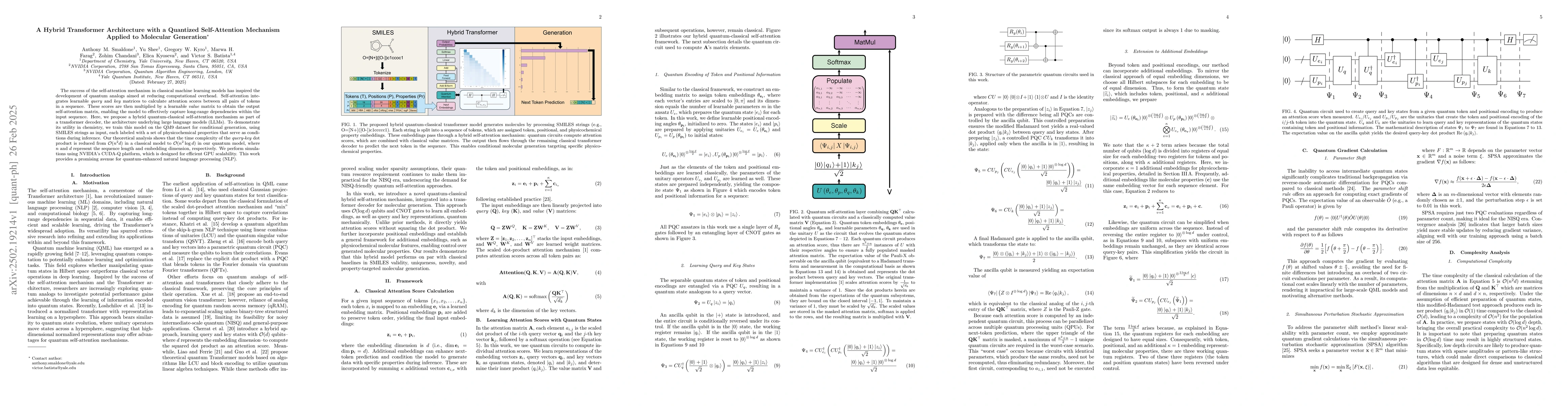 Thumbnail for A Hybrid Transformer Architecture with a Quantized Self-Attention
  Mechanism Applied to Molecular Generation