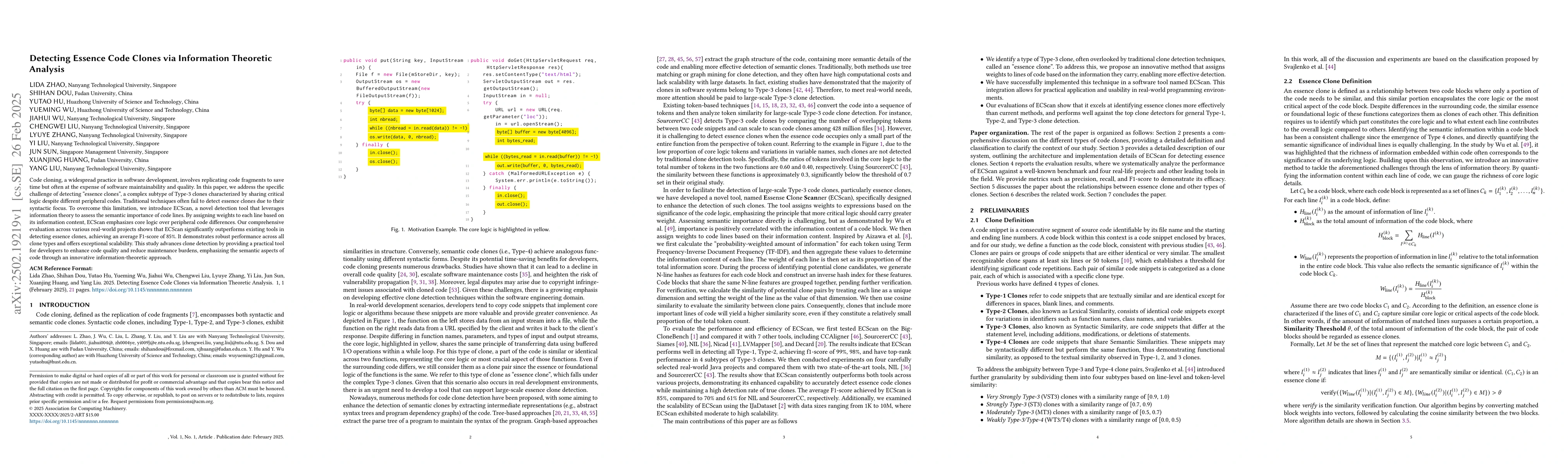 Thumbnail for Detecting Essence Code Clones via Information Theoretic Analysis