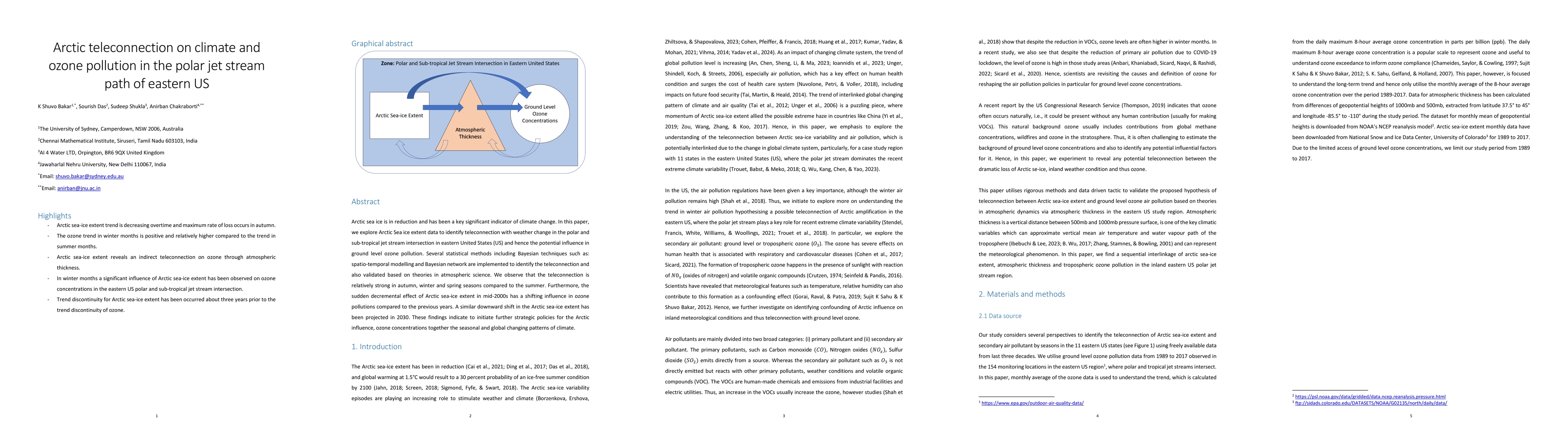 Thumbnail for Arctic teleconnection on climate and ozone pollution in the polar jet
  stream path of eastern US