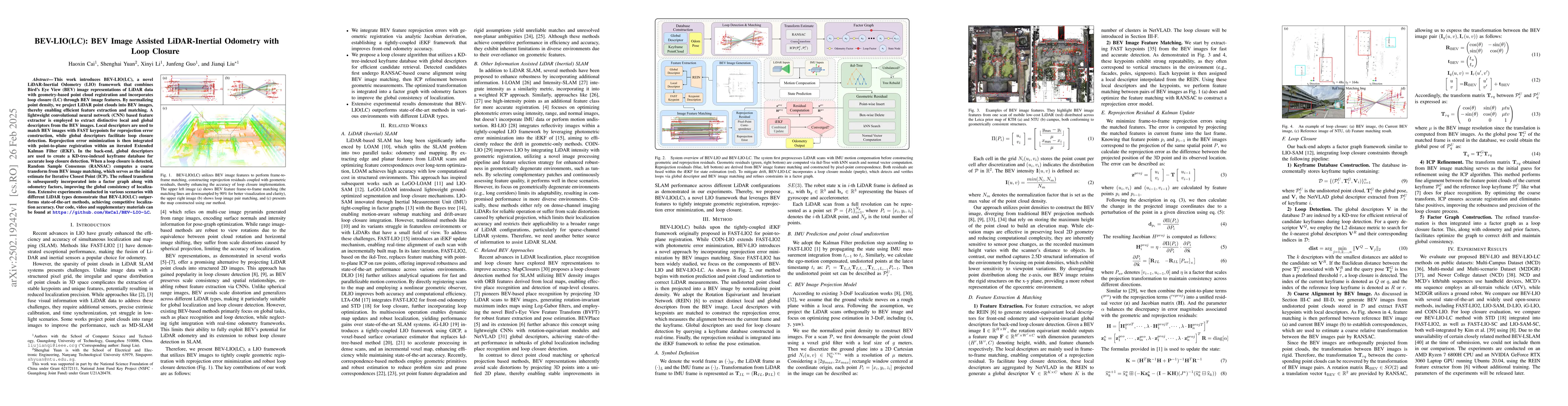 Thumbnail for BEV-LIO(LC): BEV Image Assisted LiDAR-Inertial Odometry with Loop
  Closure