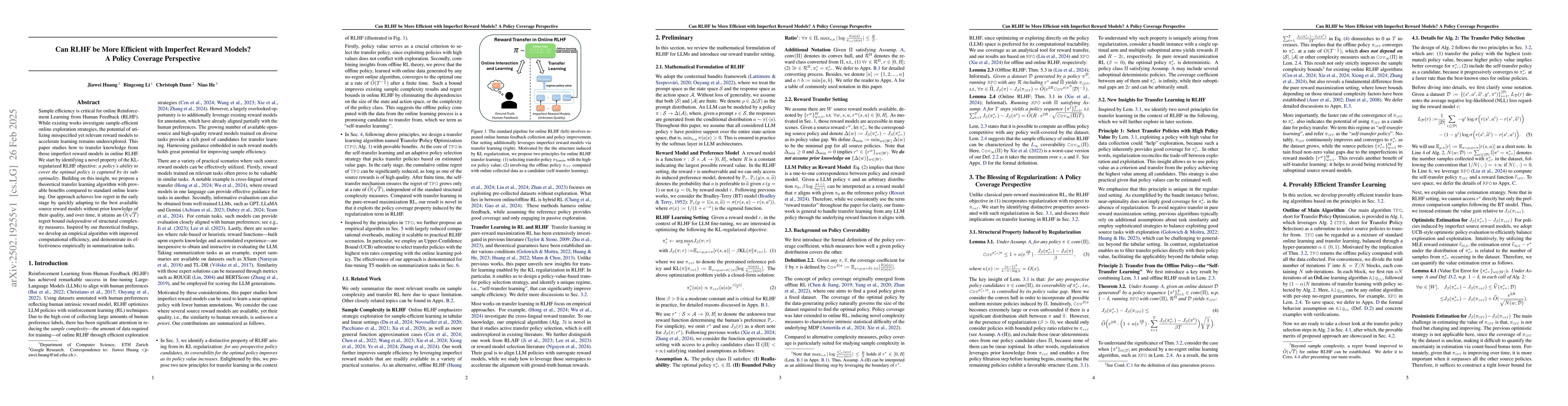 Thumbnail for Can RLHF be More Efficient with Imperfect Reward Models? A Policy
  Coverage Perspective