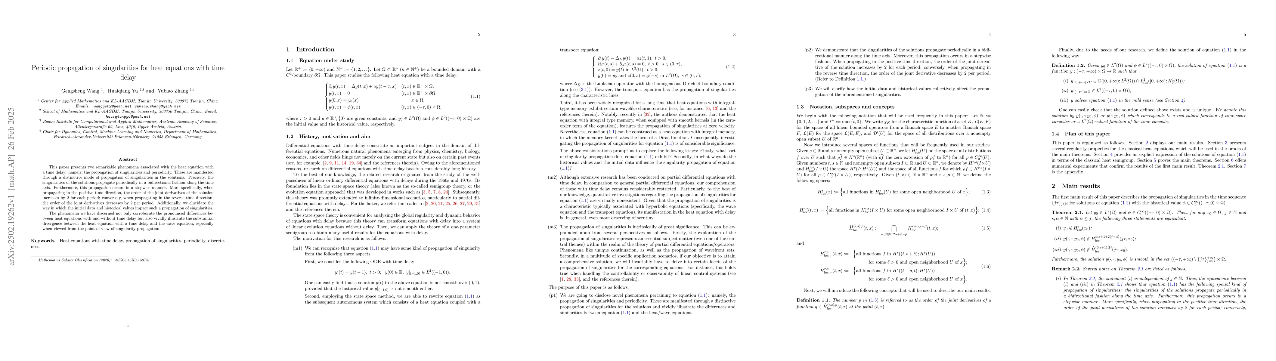 Thumbnail for Periodic propagation of singularities for heat equations with time delay
