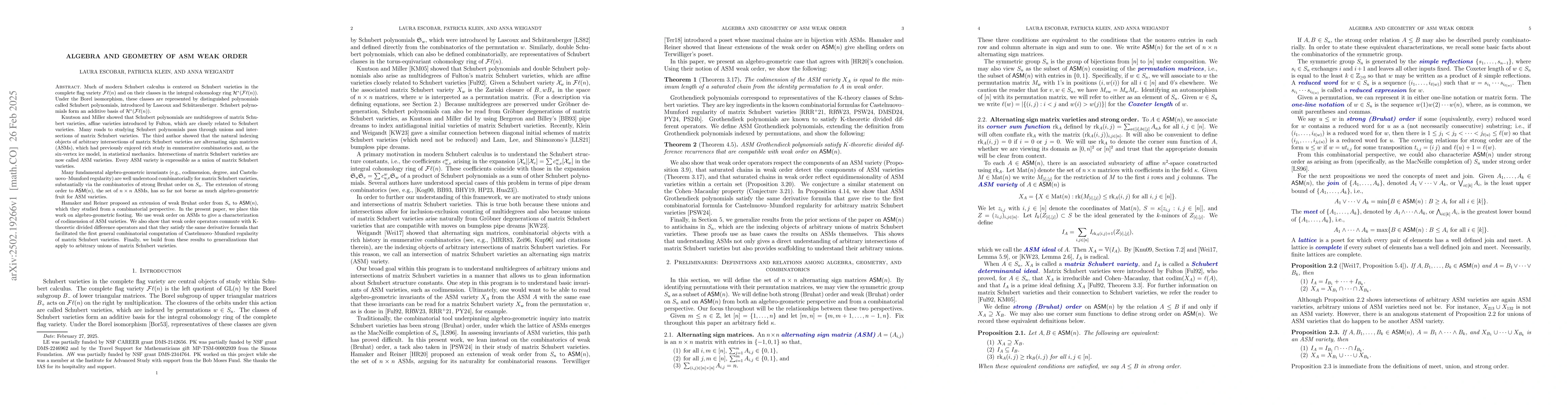 Thumbnail for Algebra and geometry of ASM weak order