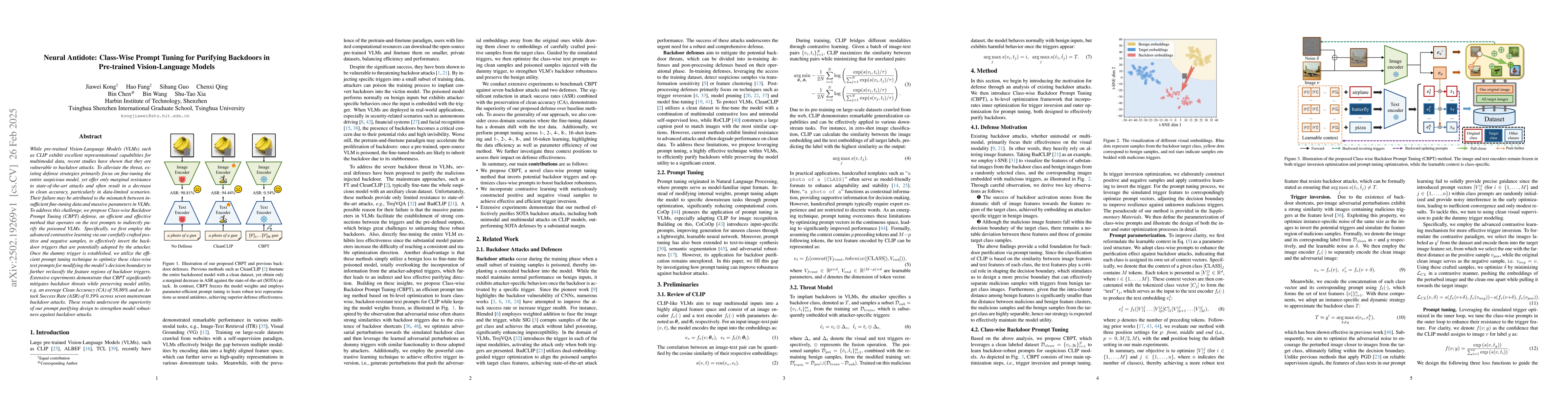 Thumbnail for Neural Antidote: Class-Wise Prompt Tuning for Purifying Backdoors in
  Pre-trained Vision-Language Models