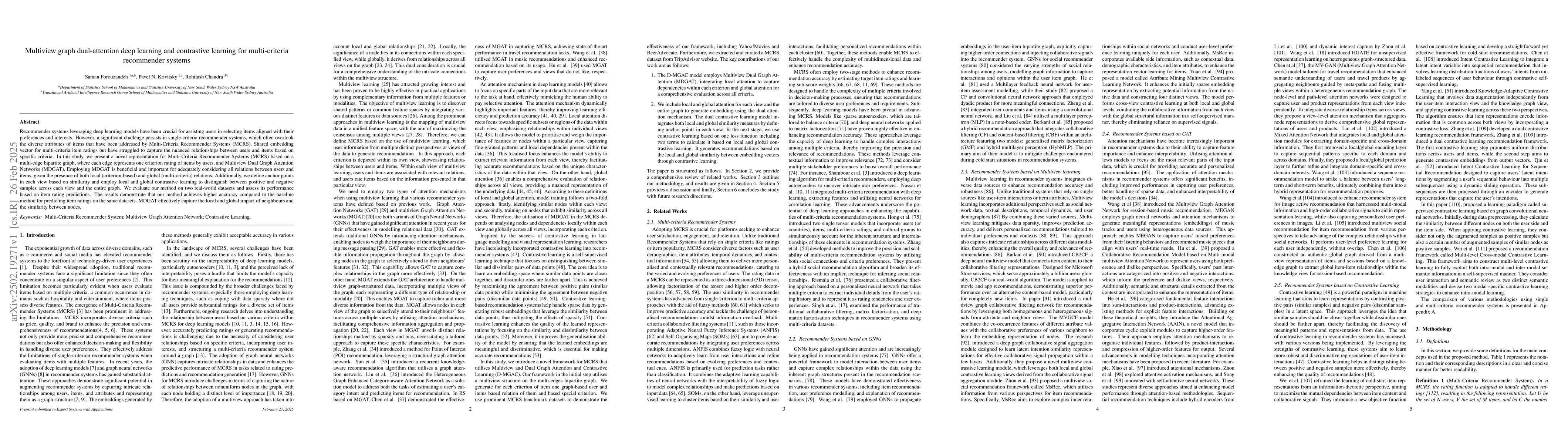 Thumbnail for Multiview graph dual-attention deep learning and contrastive learning
  for multi-criteria recommender systems