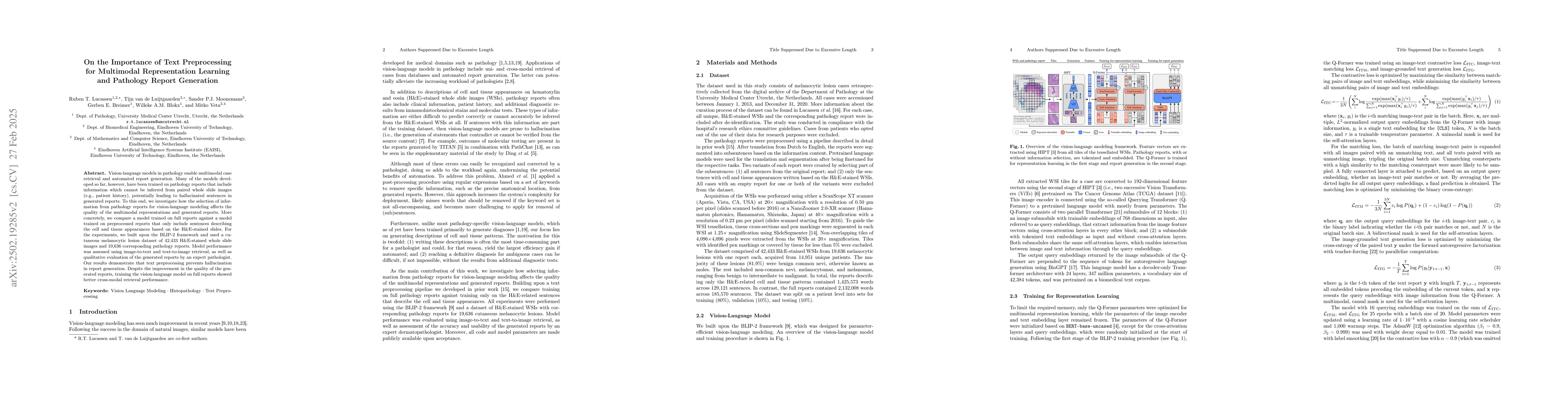 Thumbnail for On the Importance of Text Preprocessing for Multimodal Representation
  Learning and Pathology Report Generation