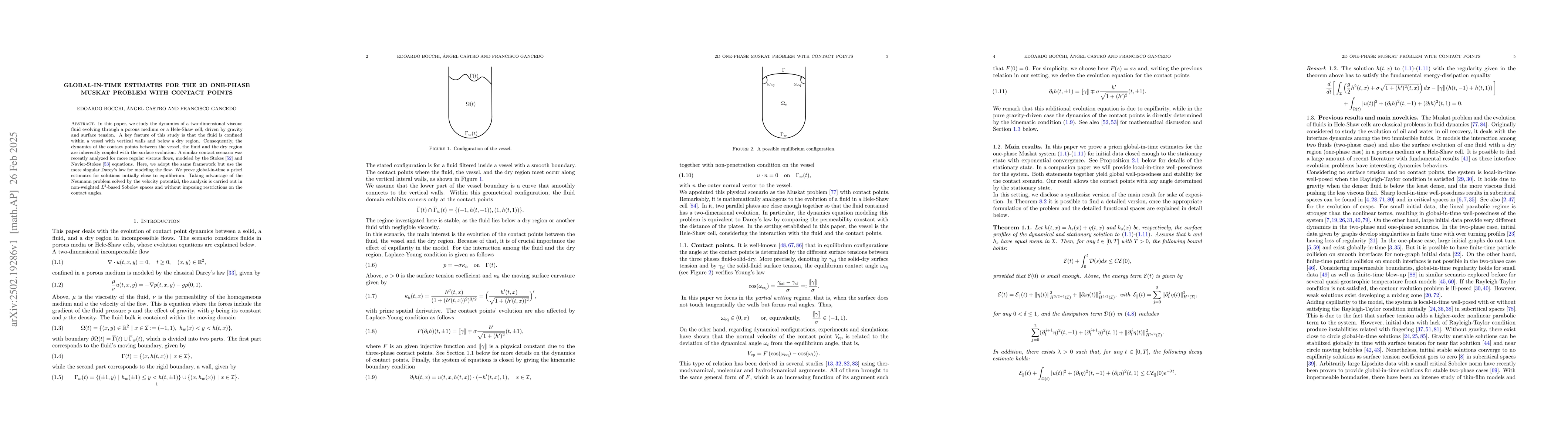 Thumbnail for Global-in-time estimates for the 2D one-phase Muskat problem with
  contact points