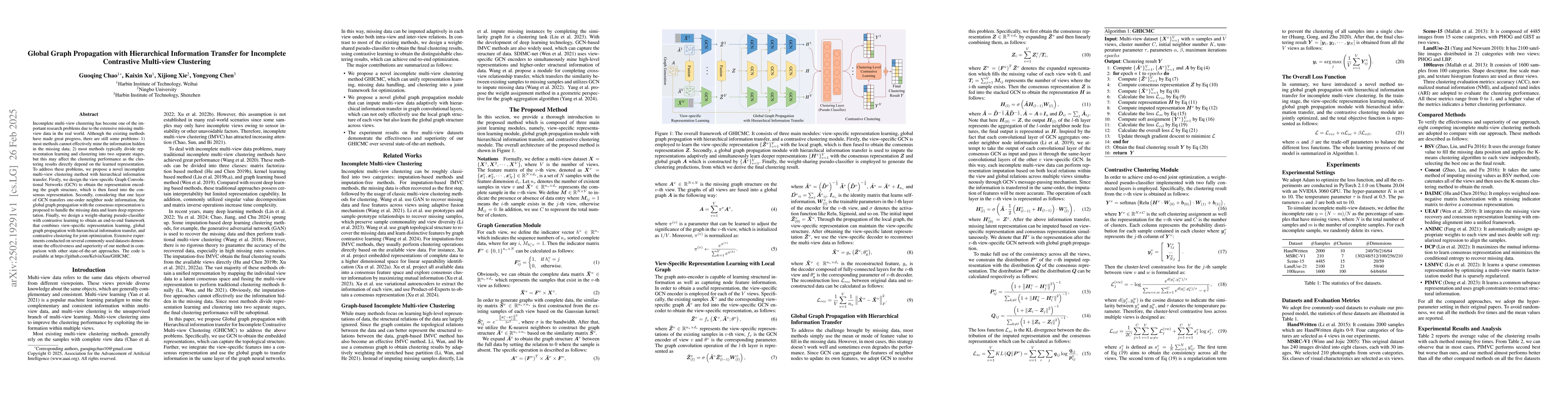 Thumbnail for Global Graph Propagation with Hierarchical Information Transfer for
  Incomplete Contrastive Multi-view Clustering