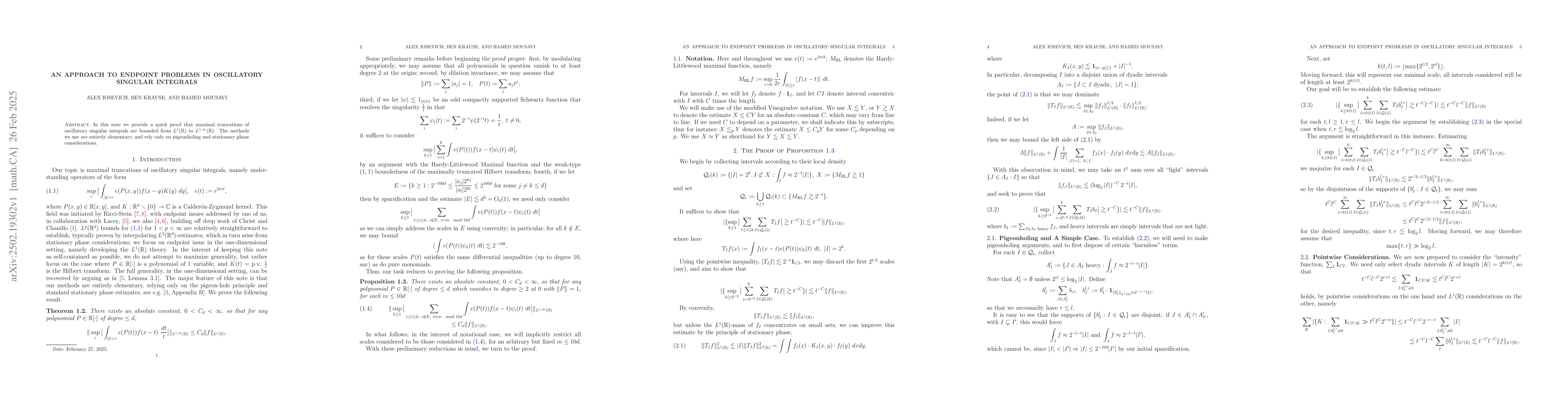 Thumbnail for An Approach To Endpoint Problems in Oscillatory Singular Integrals