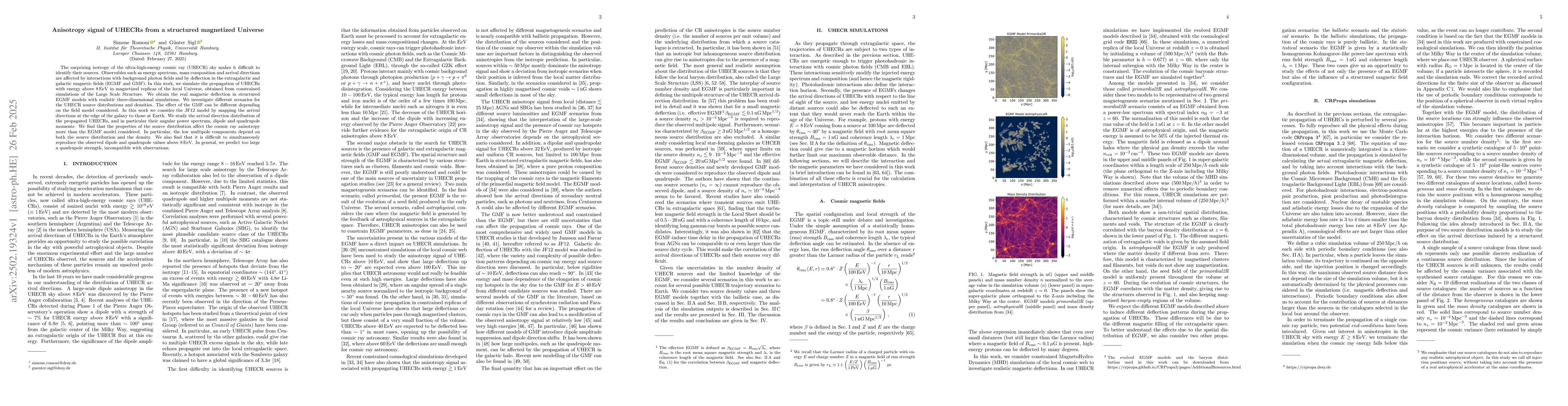 Thumbnail for Anisotropy signal of UHECRs from a structured magnetized Universe