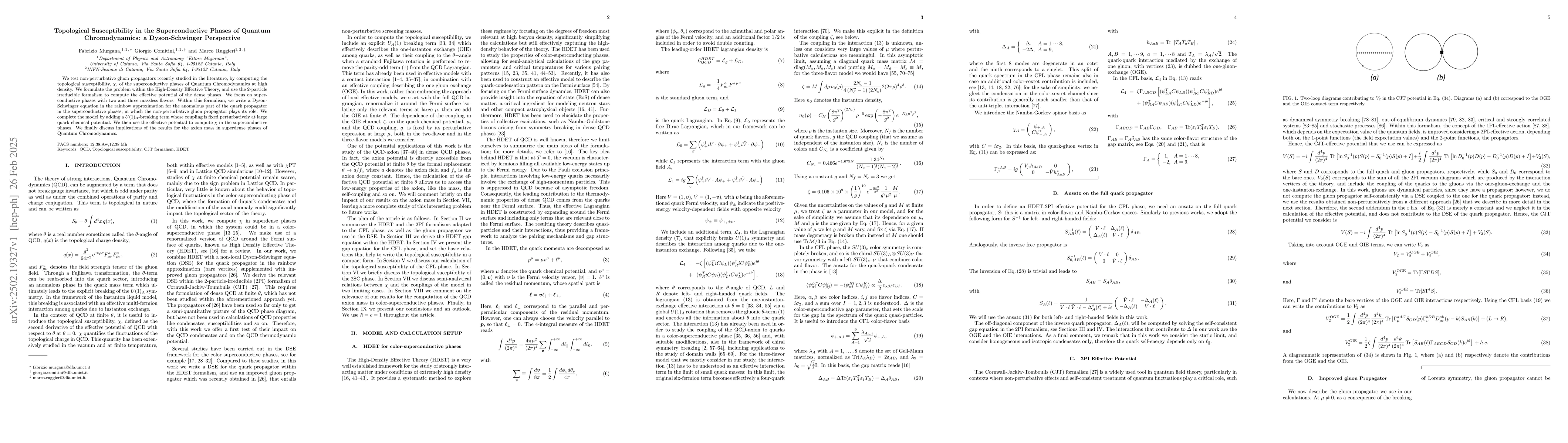 Thumbnail for Topological Susceptibility in the Superconductive Phases of Quantum
  Chromodynamics: a Dyson-Schwinger Perspective