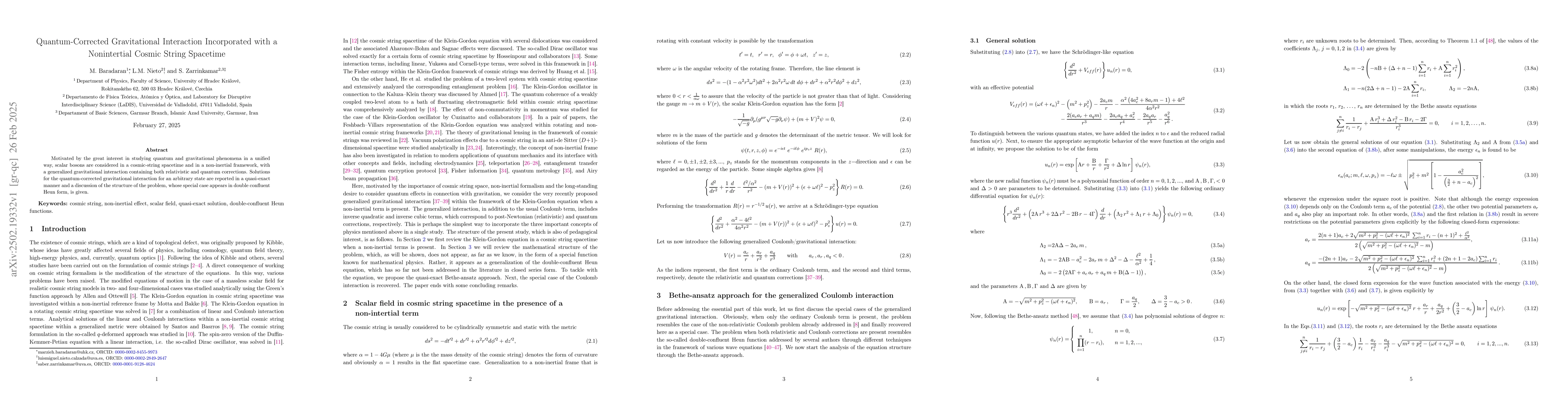 Thumbnail for Quantum-Corrected Gravitational Interaction Incorporated with a
  Non-inertial Cosmic String Spacetime