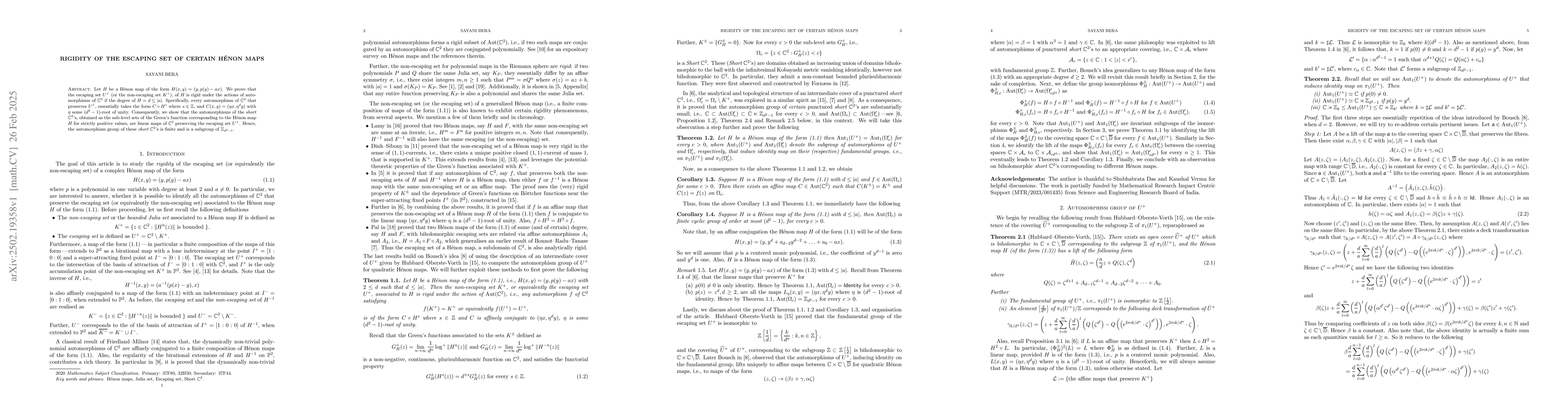 Thumbnail for Rigidity of the escaping set of certain Hénon maps