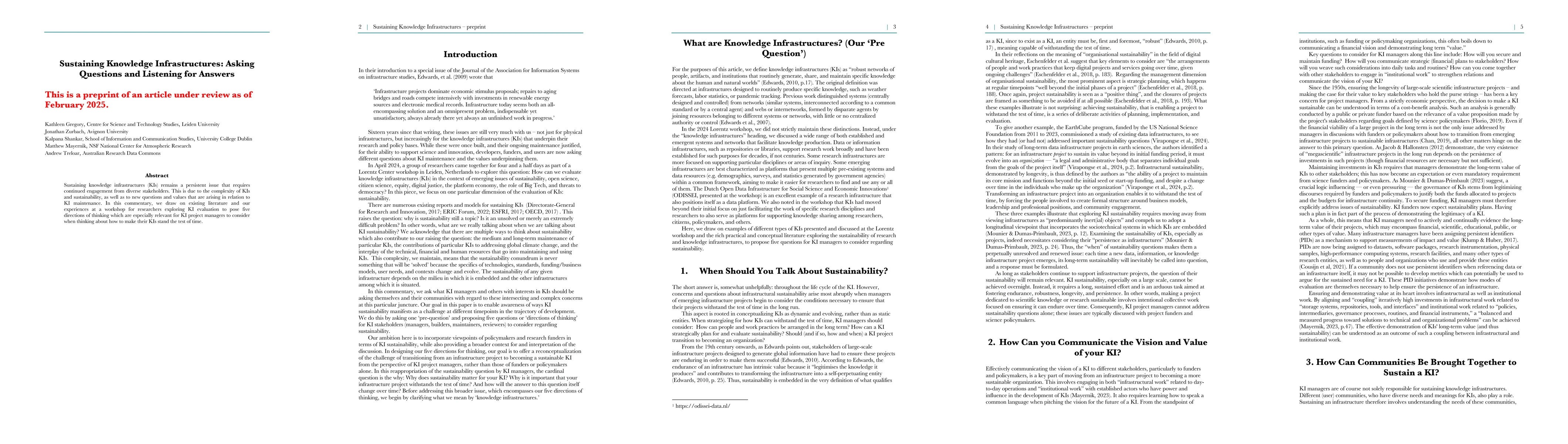 Thumbnail for Sustaining Knowledge Infrastructures: Asking Questions and Listening for
  Answers