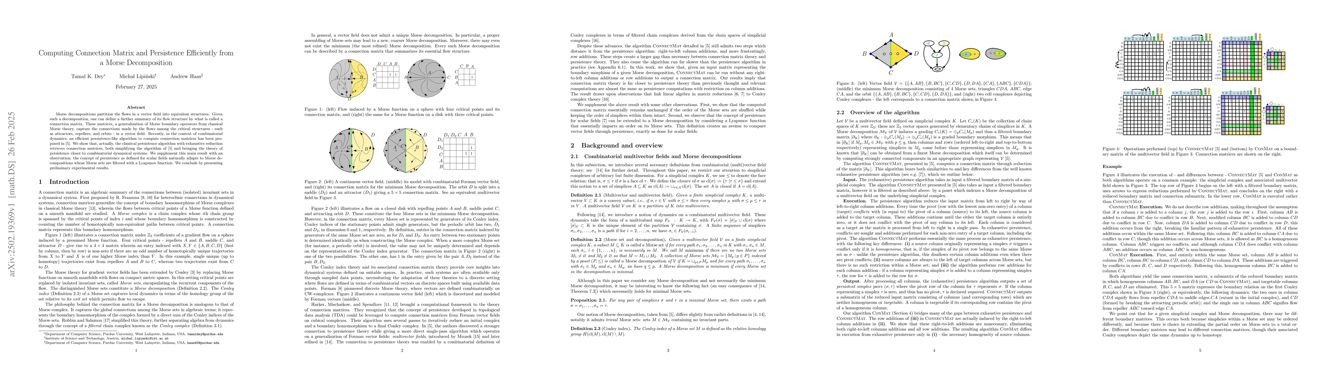 Thumbnail for Computing Connection Matrix and Persistence Efficiently from a Morse
  Decomposition