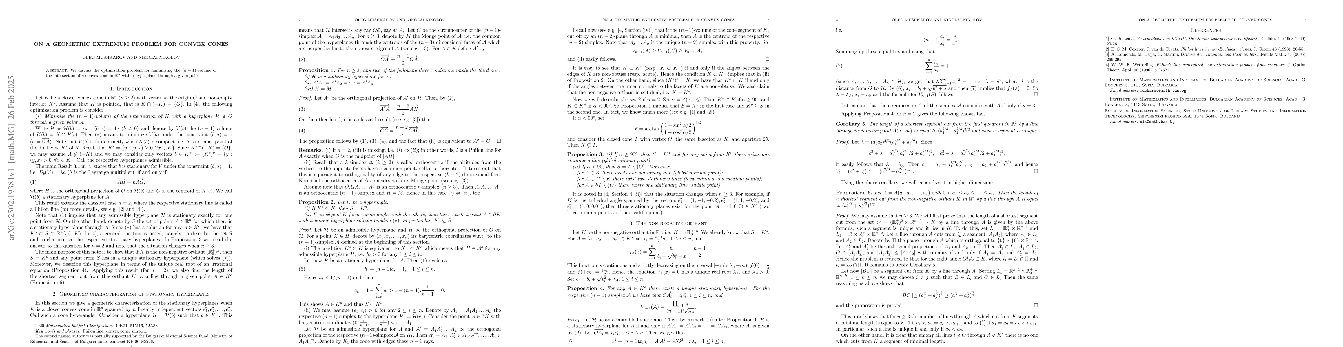 Thumbnail for On a geometric extremum problem for convex cones