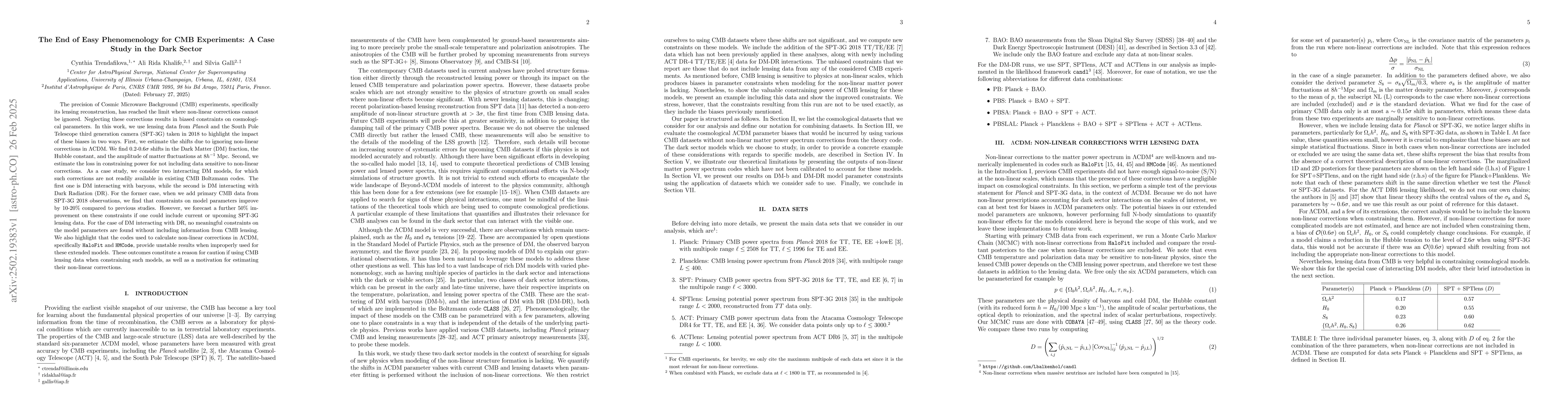 Thumbnail for The End of Easy Phenomenology for CMB Experiments: A Case Study in the
  Dark Sector